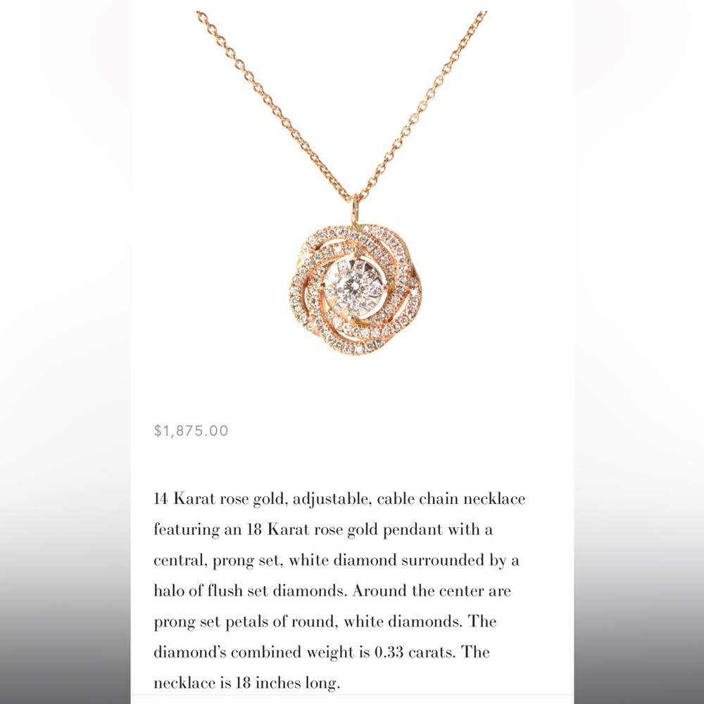 14 Karat rose gold, adjustable, cable chain necklace